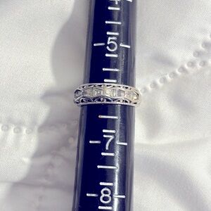 Beautiful Tacori Diamonique baguette and round sterling eternity band size 6